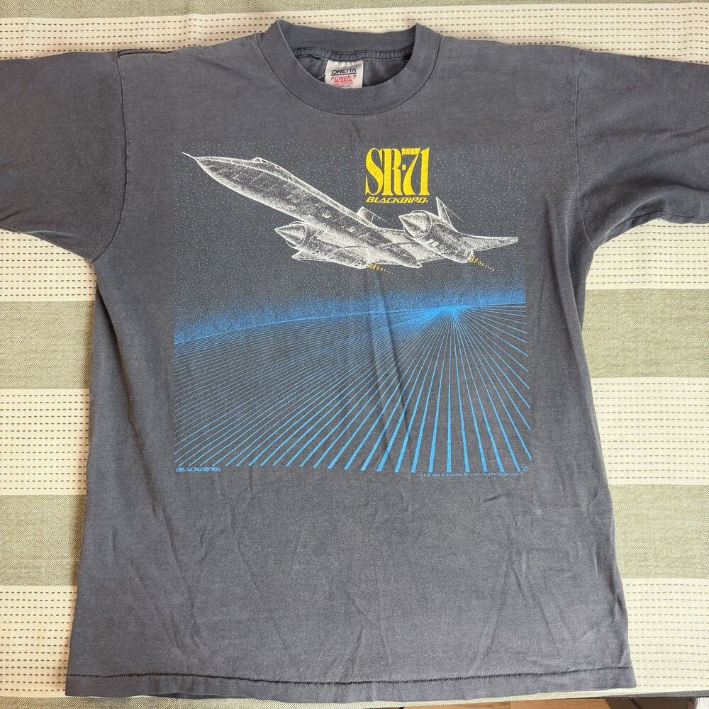 Vintage 1988 SR-71 Blackbird Single Stitch T-Shirt Men’s XL Black Gray Military